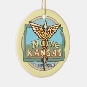 Kansas Verpleegster Caduceus Keramisch Ornament (Rechts)