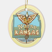 Kansas Verpleegster Caduceus Keramisch Ornament (Links)