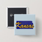 Kansas Vierkante Button 5,1 Cm (Voorkant /achterkant)