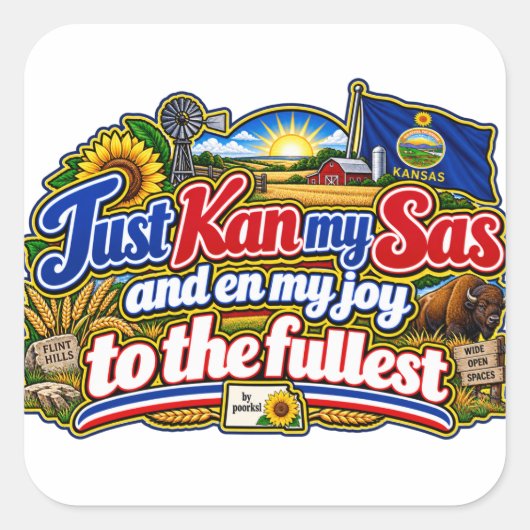 Kansas vierkante sticker (Voorkant)