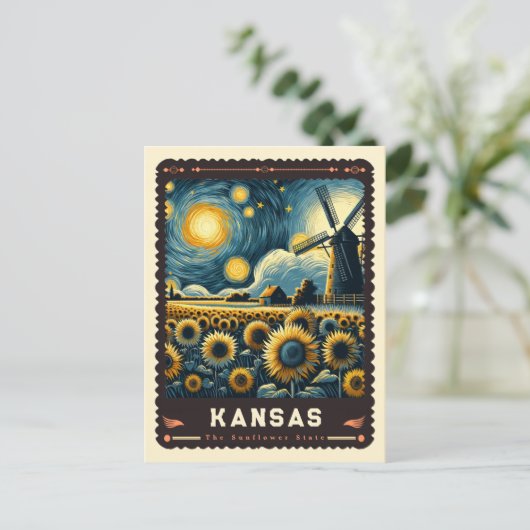 Kansas | Vincent van Gogh geïnspireerd Briefkaart (Staand voorkant)