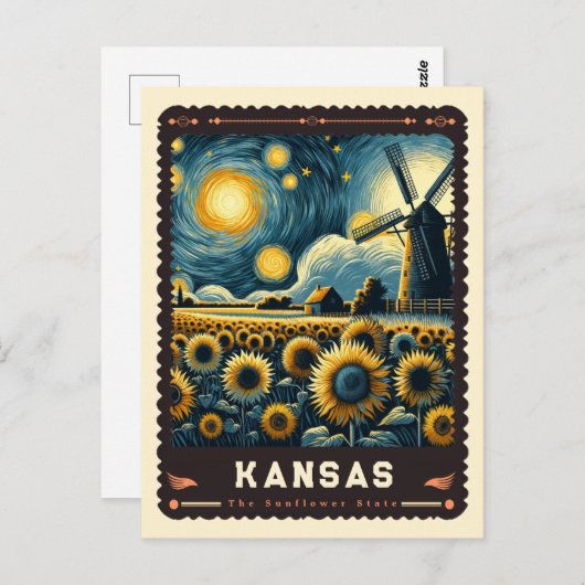 Kansas | Vincent van Gogh geïnspireerd Briefkaart (Voorkant / Achterkant)