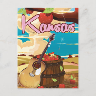 Kansas vintage cartooneizenposter briefkaart