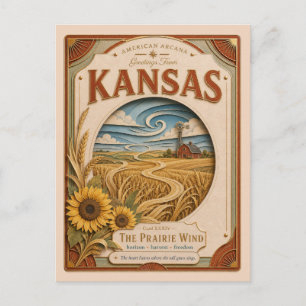 Kansas Vintage Paper Cut Amerikaanse Arcana Briefkaart