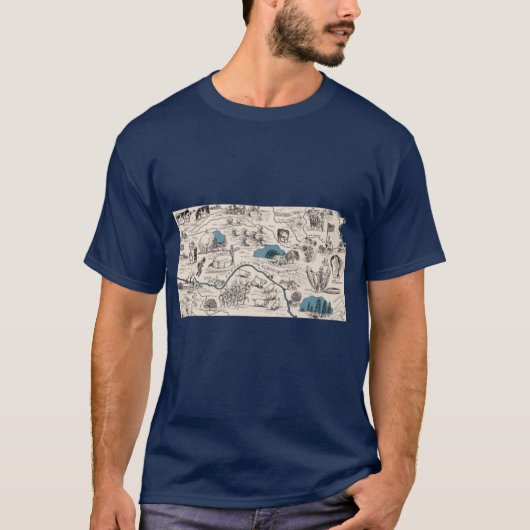 Kansas Vintage Picture Map T-shirt (Voorkant)