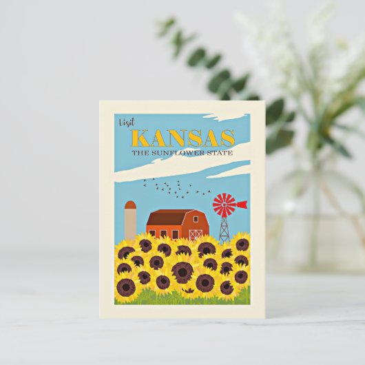 Kansas vintage reisposter briefkaart (Staand voorkant)