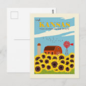 Kansas vintage reisposter briefkaart (Voorkant / Achterkant)