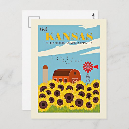 Kansas vintage reisposter briefkaart (Voorkant / Achterkant)