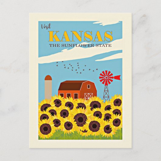 Kansas vintage reisposter briefkaart (Voorkant)