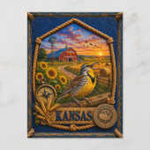 Kansas Vintage Reizen Briefkaart (Voorkant)