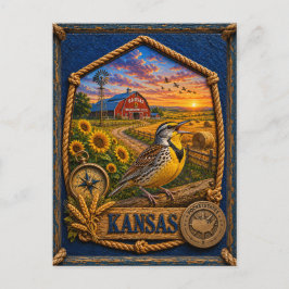 Kansas Vintage Reizen Briefkaart