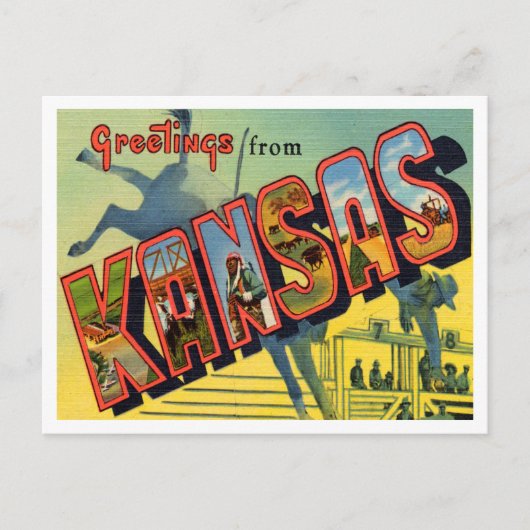 Kansas Vintage Travel Briefkaart (Voorkant)