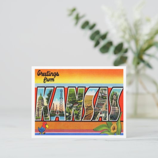 Kansas Vintage Travel Briefkaart (Staand voorkant)