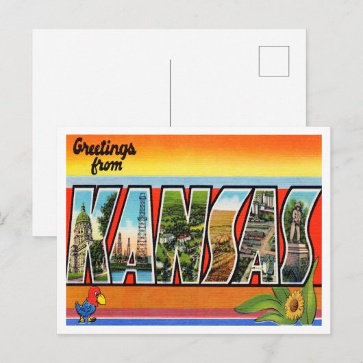 Kansas Vintage Travel Briefkaart (Voorkant / Achterkant)