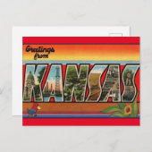 Kansas Vintage Travel Briefkaart (Voorkant / Achterkant)