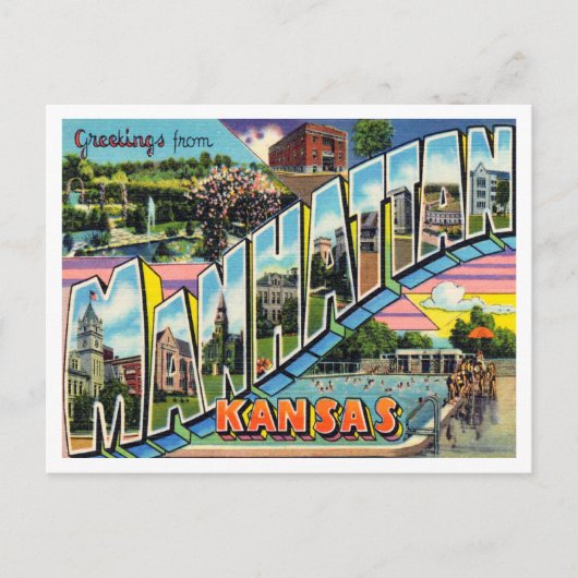 Kansas Vintage Travel uit Manhattan Briefkaart (Voorkant)