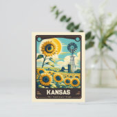 Kansas | Vintage van patriottische spirit Briefkaart (Staand voorkant)