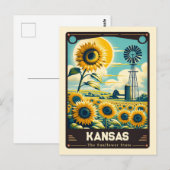 Kansas | Vintage van patriottische spirit Briefkaart (Voorkant / Achterkant)