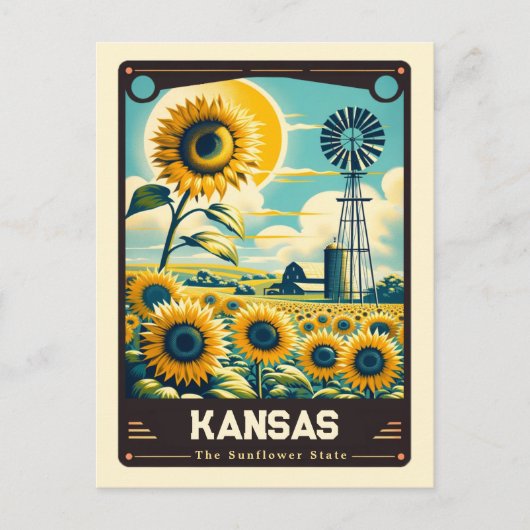 Kansas | Vintage van patriottische spirit Briefkaart (Voorkant)