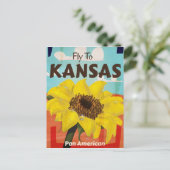 Kansas Vintage Zonnebloem Reisposter Briefkaart (Staand voorkant)