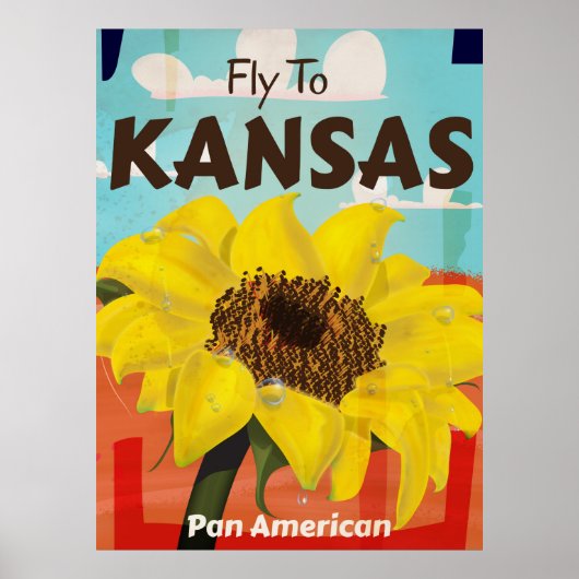 Kansas Vintage Zonnebloem Reisposter Poster (Voorkant)