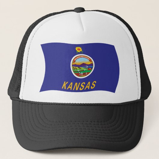 Kansas Vlag Hoed Trucker Pet (Voorkant)