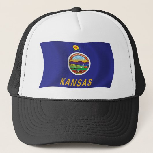 Kansas Vlag Hoed Trucker Pet (Voorkant)