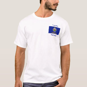 Kansas Vlag Kaart Stad T-shirt