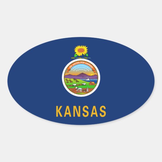Kansas vlag ovale sticker (Voorkant)