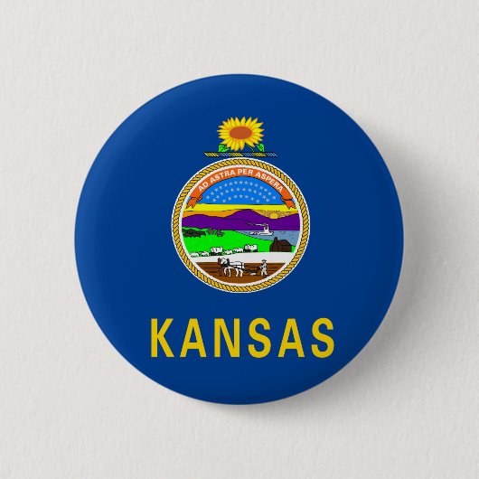 Kansas vlag ronde button 5,7 cm (Voorkant)