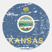  KANSAS-vlag Ronde Sticker (Voorkant)