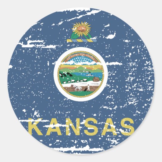  KANSAS-vlag Ronde Sticker (Voorkant)