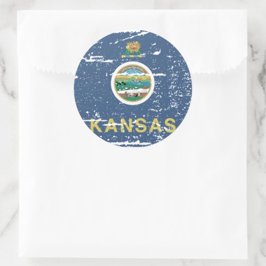  KANSAS-vlag Ronde Sticker (Tas)