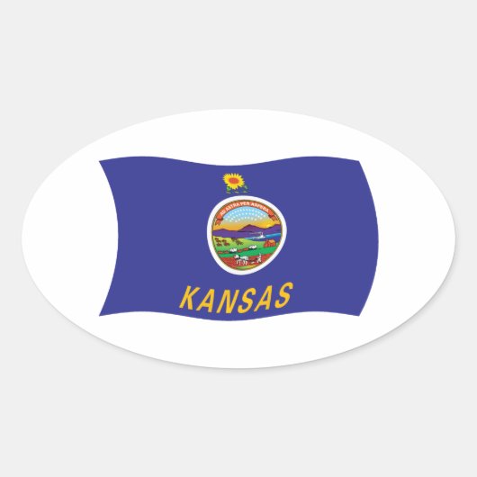 Kansas Vlagsticker Ovale Sticker (Voorkant)
