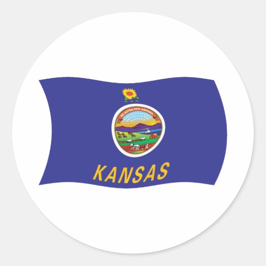 Kansas Vlagsticker Ronde Sticker (Voorkant)