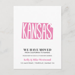 KANSAS We hebben verplaatst Nieuw adres Nieuw Home Briefkaart