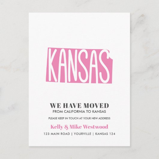 KANSAS We hebben verplaatst Nieuw adres Nieuw Home Briefkaart (Voorkant)