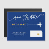 Kansas Wedding Save the Date Kaart, Map Magnetische Uitnodiging (Voorkant / Achterkant)