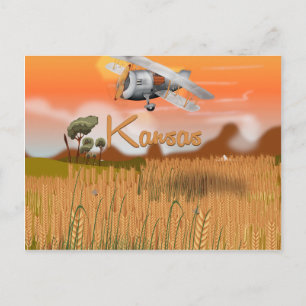 Kansas Wheat field Travel poster Briefkaart