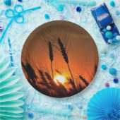 Kansas Wheat Sunset silhouet close-up Papieren Bordje (Feest)