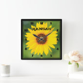 Kansas Wild Sunflower Closeup Square Clock Vierkante Klok (Huis)