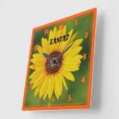 Kansas Wild Sunflower Vierkante Klok (Hoek)