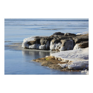 Kansas Wilson Lake Icy Shore Foto/Poster Foto Afdruk