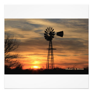 Kansas Windmill Silhouette Foto Uitbreiding Afdruk