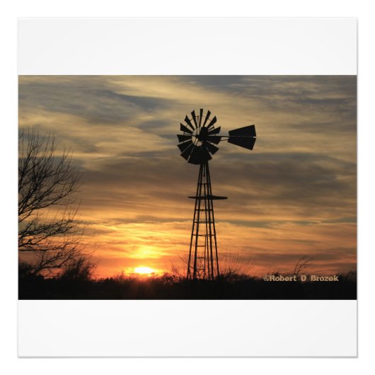 Kansas Windmill Silhouette Foto Uitbreiding Foto Afdruk (Voorkant)