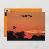 Kansas Windmill Silhouette met Sunset Post Kaart. Briefkaart (Voorkant / Achterkant)