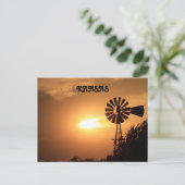 Kansas Windmill Silhouette met Sunset Post Kaart. Briefkaart (Staand voorkant)