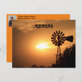 Kansas Windmill Silhouette met Sunset Post Kaart. Briefkaart (Voorkant / Achterkant)