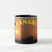 Kansas Windmill Silhouette Smoky Sky Coffee Mok (Midden)