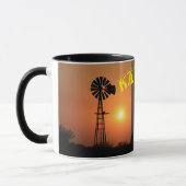 Kansas Windmill Silhouette Smoky Sky Coffee Mok (Links)